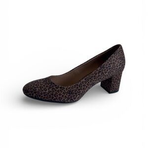 Aerosoles Women’s Leopard Print Block Heel Pumps Comfortable Round Toe